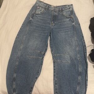 We The Free Good Luck Mid-Rise Barrel Jeans